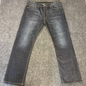 Levis 513 Jeans Mens 38x32 Blue Straight Leg Slim Fit Dark Wash Stretch Denim